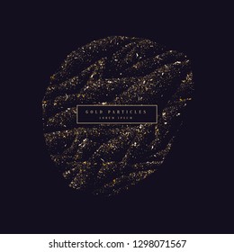Gold glitter. Shiny particles on a dark background. Vector illustration