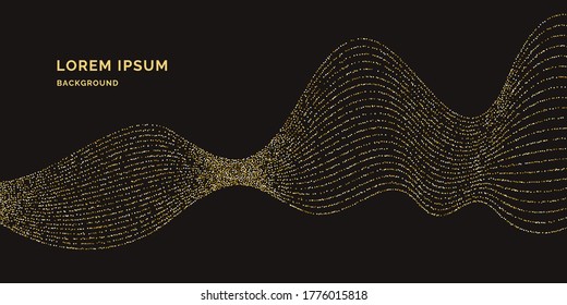 Gold glitzert. glänzende Partikel auf dunklem Hintergrund. Vektorgrafik für Ihr Design.