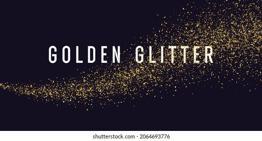 Gold glitter. Shiny particles on a dark background. Vector illustration.