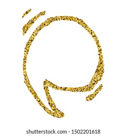 Gold glitter sketch speech bubble. Hand drawn blank Speech Bubble. Dialog empty cloud on white background. Vector illustration.