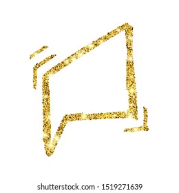 Gold glitter sketch speech bubble. Hand drawn blank Speech Bubble. Dialog empty cloud on white background. Vector illustration.