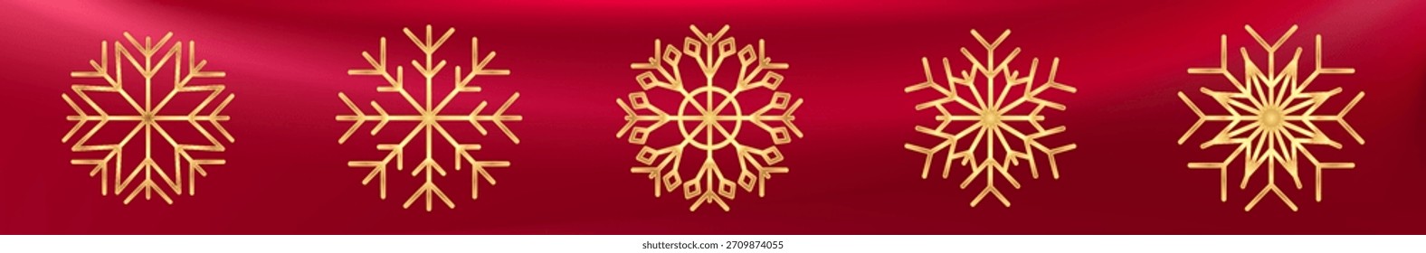 Gold glitter snowflake icon. Winter Christmas sparkling design decoration. Luxury element for New Year card and invitation. Elegant snow crystal flake. Vector illustration, EPS 10.