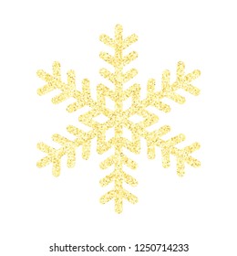 Gold glitter snowflake. Vector object isolated on white background