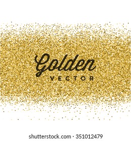 Gold Glitter Sparkles Bright Confetti white vector background. Good for Greeting Gold Cards, Luxury Invitation, Advertising, Voucher, Certificate, Banners, Quote Mark Text. Golden Texture, Shiny Gold.