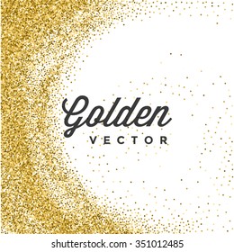 Gold Glitter Sparkles Bright Confetti white vector background. Good for Greeting Gold Cards, Luxury Invitation, Advertising, Voucher, Certificate, Banners, Quote Mark Text. Golden Texture, Shiny Gold.