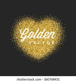 Gold Glitter Sparkles Bright Confetti Black Vector Background. Good for Greeting Gold Cards, Luxury Invitation, Advertising, Voucher, Certificate, Banners, Quote Mark Text. Golden Texture, Shiny Gold.