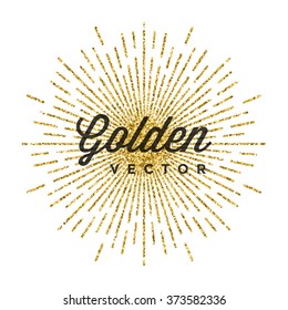 Gold Glitter Sparkles Bright Confetti Black Vector Background. Good for Greeting Gold Cards, Luxury Invitation, Advertising, Voucher, Certificate, Banners, Quote Mark Text. Golden Texture, Shiny Gold.