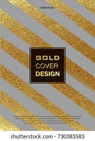 Gold, Glitter, Sparkles Design Pattern for Brochures, Invitation for New Year, Wedding, Birthday, Flyer, Logo, Banners. Abstract Modern Backgrounds Patina golden elements Vector illustration