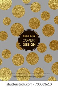 Gold, Glitter, Sparkles Design Pattern for Brochures, Invitation for New Year, Wedding, Birthday, Flyer, Logo, Banners. Abstract Modern Backgrounds Patina golden elements Vector illustration