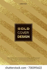 Gold, Glitter, Sparkles Design Pattern for Brochures, Invitation for New Year, Wedding, Birthday, Flyer, Logo, Banners. Abstract Modern Backgrounds Patina golden elements Vector illustration