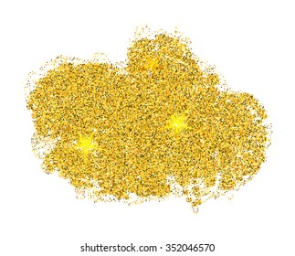 Gold glitter sparkles on white background. Gold background for card, vip, exclusive, certificate, gift, luxury, privilege, voucher, store, present, shopping.