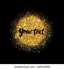 Gold glitter sparkles on white background. Vector Illustration. Can be used for printing brochure, present, poster, voucher, card, web, magazines, vip, exclusive, certificate, luxury, store.