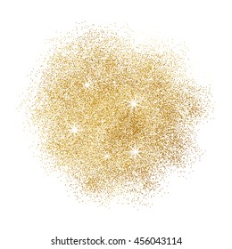 Gold glitter splash on white background. Vector illustration.
