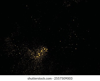 Gold glitter splatter illustration. Stardust confetti light effect gold glitter celebratory illustration