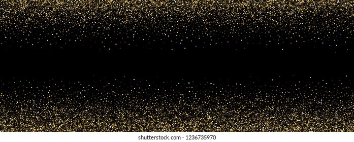 Gold glitter spray vector illustration. Sparkle particles on black background. Vector gold dust.Golden glitter isolated.