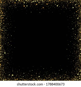 Gold glitter, square frame of gold glitters particle.