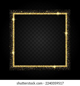 gold glitter square frame ,luxury border template isolated on transparent background vector  illustration