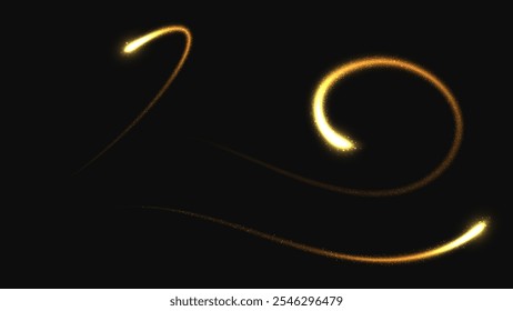 Estela de polvo de estrella de brillo dorado. Vector de efectos de luz transparente