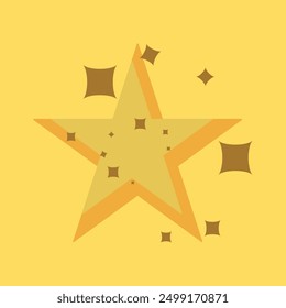 Gold glitter star. Golden sparkle. New Years decor element.