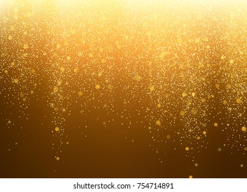 Gold glitter stardust background. 
Abstract  falling stars. Vector illustration.