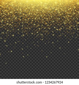 	
Gold glitter stardust background. Falling stars texture. Vector illustration  