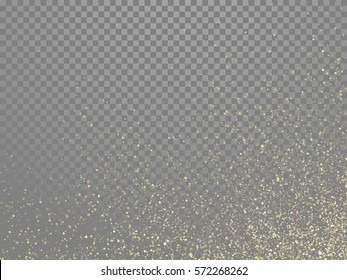 Gold Glitter Stardust Trail On Vector Transparent Background.