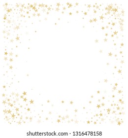 Gold glitter stars corners frame or border, background vector illustration. Golden dust, flying circle yellow and brown confetti elements. Sparkle tinsel elements celebration graphic design. - Vector