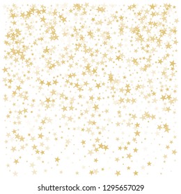 Gold glitter stars frame or border, background vector illustration. Golden dust, flying circle yellow and brown confetti elements. Sparkle tinsel elements celebration graphic design. - Vector