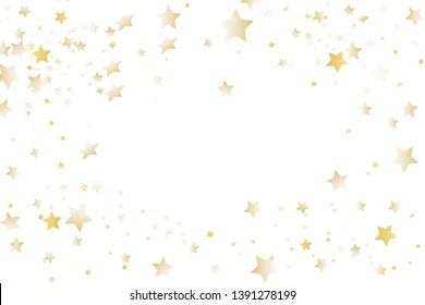 Gold glitter stars frame or border, background vector illustration. Golden dust, flying circle yellow and brown confetti elements. Sparkle tinsel elements celebration graphic design. 