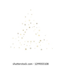 Gold Glitter Stars. Luxury Shiny Confetti. Scattered little sparkle. Flash glow silver, elements. Random magic tiny light. Gold stellar fall white background. New Year, Christmas Vector illustration.