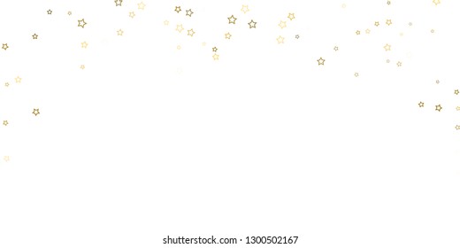 Gold Glitter Stars. Luxury Shiny Confetti. Scattered little sparkle. Flash glow silver, elements. Random magic tiny light. Gold stellar fall white background. New Year, Christmas Vector illustration.