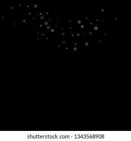 Gold Glitter Stars. Luxury Shiny Confetti. Scattered little sparkle. Flash glow silver, elements. Random magic tiny light. Gold stellar fall black background. New Year, Christmas Vector illustration.