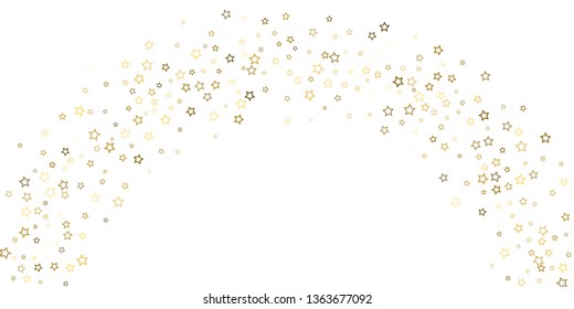 Gold Glitter Stars. Luxury Shiny Confetti. Scattered little sparkle. Flash glow silver, elements. Random magic tiny light. Gold stellar fall white background. New Year, Christmas Vector illustration.