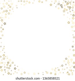Gold Glitter Stars. Luxury Shiny Confetti. Scattered little sparkle. Flash glow silver, elements. Random magic tiny light. Gold stellar fall white background. New Year, Christmas Vector illustration.