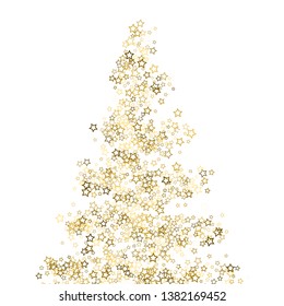 Gold Glitter Stars. Luxury Shiny Confetti. Scattered little sparkle. Flash glow silver, elements. Random magic tiny light. Gold stellar fall white background. New Year, Christmas Vector illustration.
