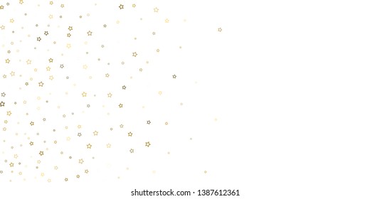 Gold Glitter Stars. Luxury Shiny Confetti. Scattered little sparkle. Flash glow silver, elements. Random magic tiny light. Gold stellar fall white background. New Year, Christmas Vector illustration.