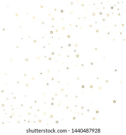 Gold Glitter Stars. Luxury Shiny Confetti. Scattered little sparkle. Flash glow silver, elements. Random magic tiny light. Gold stellar fall white background. New Year, Christmas Vector illustration.