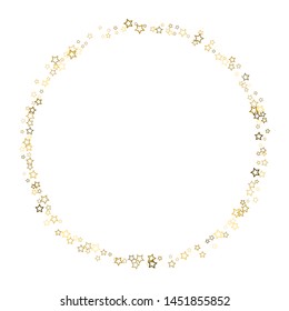 Gold Glitter Stars. Luxury Shiny Confetti. Scattered little sparkle. Flash glow silver, elements. Random magic tiny light. Gold stellar fall white background. New Year, Christmas Vector illustration.