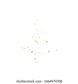 Gold Glitter Stars. Luxury Shiny Confetti. Scattered little sparkle. Flash glow silver, elements. Random magic tiny light. Gold stellar fall white background. New Year, Christmas Vector illustration.
