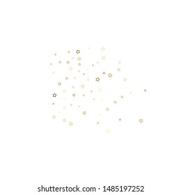 Gold Glitter Stars. Luxury Shiny Confetti. Scattered little sparkle. Flash glow silver, elements. Random magic tiny light. Gold stellar fall white background. New Year, Christmas Vector illustration.