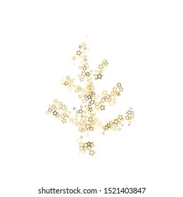 Gold Glitter Stars. Luxury Shiny Confetti. Scattered little sparkle. Flash glow silver, elements. Random magic tiny light. Gold stellar fall white background. New Year, Christmas Vector illustration.