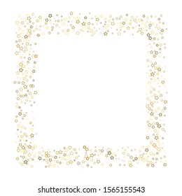 Gold Glitter Stars. Luxury Shiny Confetti. Scattered little sparkle. Flash glow silver, elements. Random magic tiny light. Gold stellar fall white background. New Year, Christmas Vector illustration.