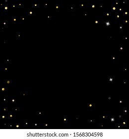 Gold Glitter Stars. Luxury Shiny Confetti. Scattered little sparkle. Hexagon stellar fall black background. New Year, Christmas Vector illustration.