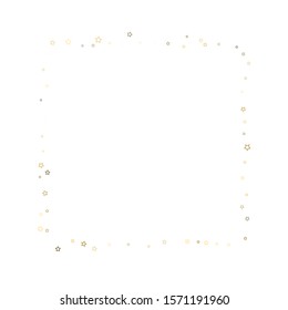Gold Glitter Stars. Luxury Shiny Confetti. Scattered little sparkle. Flash glow silver, elements. Random magic tiny light. Gold stellar fall white background. New Year, Christmas Vector illustration.