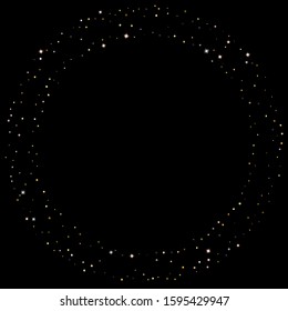 Gold Glitter Stars. Luxury Shiny Confetti. Scattered little sparkle. Flash glow silver element. Random magic tiny light. Hexagon stellar fall black background. New Year, Christmas Vector illustration.