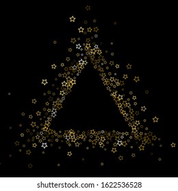 Gold Glitter Stars. Luxury Shiny Confetti. Scattered little sparkle. Flash glow silver, elements. Random magic tiny light. Gold stellar fall black background. New Year, Christmas Vector illustration.