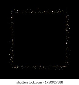Gold Glitter Stars. Luxury Shiny Confetti. Scattered little sparkle. Flash glow silver element. Random magic tiny light. Hexagon stellar fall black background. New Year, Christmas Vector illustration.