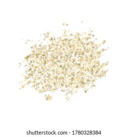 Gold Glitter Stars. Luxury Shiny Confetti. Scattered little sparkle. Flash glow silver element. Random magic tiny light. Stellar fall white background. New Year, Christmas Vector illustration.