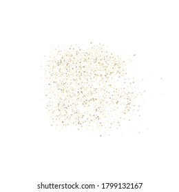 Gold Glitter Stars. Luxury Shiny Confetti. Scattered little sparkle. Flash glow silver element. Random magic tiny light. Stellar fall white background. New Year, Christmas Vector illustration.