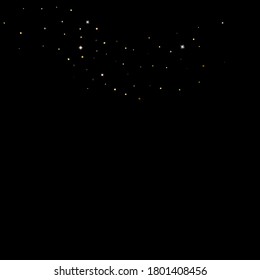 Gold Glitter Stars. Luxury Shiny Confetti. Scattered little sparkle. Flash glow silver element. Random magic tiny light. Hexagon stellar fall black background. New Year, Christmas Vector illustration.